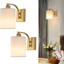 Powfloven Gold Rechargeable Wall Sconces Set of 2 with Remote, Wireless Battery Operated Dimmable LED Wall Lights, Cordless Wall Lighting Lamp Fixture for Bedroom Living Room