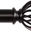 Curtain Rods for Windows 18 to 45 inch, 1 Inch Adjustable Curtain Rod, Heavy Duty Window Curtains Rod for Bedroom Living Room, Modern Decorative Drapery Rods Birdcage Finials (Cobalt Nickel)