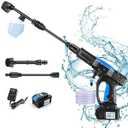 Homdox Cordless Pressure Washer w/ 40V Battery, 1300 PSI Cordless Power Washer Battery Powered, Portable Pressure Washer w/ 6-in-1 Nozzle, Soap Container, Charger Included (Black&Blue with 1 Battery)