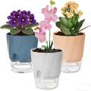 Self Watering Plant Pots 6 Inch, 3 Pack Plastic Indoor Planters with Wick Rope and Reservoir, Decorative Flower Pots for Spider Plant, Orchid, African Violet, Home Office Decor (White, Pink, Blue)