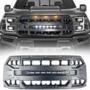 MEGAIE Front Grill Replacement for F150 2015 2016 2017, Matte Black Front Bumper Grille w/Off-Road Lights