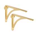 khtumeware 100% Solid Brass Decorative Shelf Brackets, 10-inch Wall-Mounted Shelving Brackets, 2-Pack Antique Gold Vintage Metal Shelf Bracket Victorian Wall Bracket.