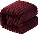 NTBAY Flannel Fuzzy Toddler Blanket, Fluffy Warm and Lightweight Reversible Stripes Design Baby Plush Blanket, 30x40 Inches, WineRed