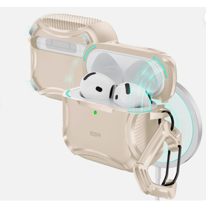 ESR for AirPods 4 Case, Compatible with AirPods 4th Generation Case (2024), Compatible with MagSafe, Powerful Drop Protection, Magnetic Lid, Cyber Series, Desert Titanium