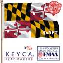 KEYCA Maryland State Flag 2X3 FT 100% Made in The USA- Heavy Duty Vibrant Colors Double Sided Maryland MD Flags with 2 Brass Grommets for Home/Company/Indoor Outdoor Decoration