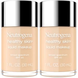 Neutrogena Healthy Skin Liquid Makeup Foundation, Broad Spectrum SPF 20 Sunscreen, Lightweight & Flawless Coverage Foundation with Antioxidant Vitamin E & Feverfew, 40 Nude, 1 fl. oz(2pk)