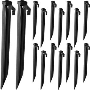 16 Pieces Plastic Inflatable Stakes, 8.7 Inch Inflatable Tent Stakes Replacement Inflatable Stakes for Halloween Christmas Holiday Inflatables Garden Decorations (16, Black)