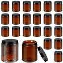 Lallisa 30 Pcs 8 oz Amber Glass Jars with Black Lids Round Glass Cosmetic Jars with Lids Empty Amber Containers Refillable Food Storage Containers for Candle Spice Powder Liquid Sample Makeup