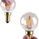 E14 Vintage Edison LED Light Bulbs 1W Non-Dimmable, European Base Warm White 2200K G40 150 Lumen CRI>90+Filament Mini Globe Bulb for Decorative Lamp, Amber Glow, 120V (6 Pack)