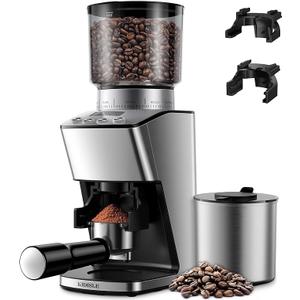 KIDISLE Conical Burr Coffee Grinder Electric, Espresso Grinder for Home Use, Burr Mill with 51 Grind Settings, Precision Electronic Timer, Stainless Steel Container