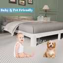 4 Inch Full Size Bed Frame with Metal Gaskets, White Bed Frame Full No Box Spring Needed, Rounded Corner Design, Heavy Duty Steel Platform Support, Noiseless, Easy Assembly