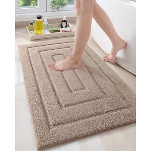 Color&Geometry Large Bath Mats for Bathroom Non Slip, 24"x43" Taupe Bathroom Rugs Absorbent, Washable Bath Rugs Shower Mat Outside Shower