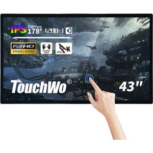 43 inch Capacitive Multi-Touch Screen Industrial Monitor, 16:9 Display 1920 x 1080P, Built-in Speakers, USB, VGA, DP & HD-MI Ports, Digital Signage Displays and Player for Advertising