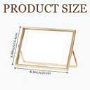 2 Pcs 8.3 x 6.45'' Gold Floating Picture Glass Pressed Picture Frame Modern Floating Photo Frame Horizontal Standing Tabletop Glass Floating Frame Classy Gold Frames Tabletop for Home Decor