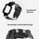 2 x ExoGuard Designed for Apple Watch Bands 42mm 44mm Series with Case, Sports Style Replacement Band Strap Shockproof with Bumper Case fits iWatch Series 7/6/5/4/3/2/1/SE - Black