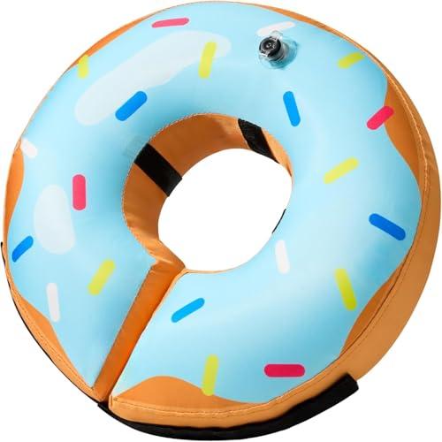 BENCMATE Inflatable Dog Cone Collar Alternative, Soft Dog Cone for Small Medium Large Dogs and Cats, Neck Recovery ECollar Donut Collar After Surgery (Large+, Donut-Blue)