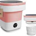 Portable Washing Machine, 16L Foldable Washer and Dryer with 3 Modes Deep Cleaning, Upgraded Small Collapsible Laundry for Travel, Apartment, Home, camping - Pink