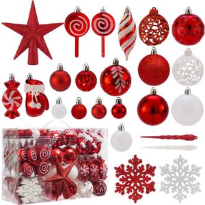 Shatterproof Christmas Ball Ornaments Set, 130 Pack Christmas Tree Decorations, Assorted Hanging Christmas Balls Bulk for Holiday Indoor Outdoor Xmas Party Decor (130 Red)