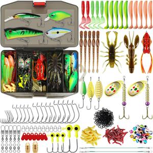 TRUSCEND Widely Used Fishing Lures & Tackle Kit Worth Ever Penny, Selected Fishing Kit for Starter Freshwater Saltwater, Economic/Giftable/Premium Fishing Gear Set, for Family