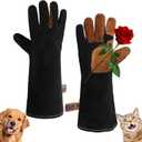 HANDLANDY 16 Inches Animal Handling Gloves Bite-Proof & Scratch-Resistant, Safe Durable Pet Gloves for Dogs, Cats, Falconry (Black, 16inch)