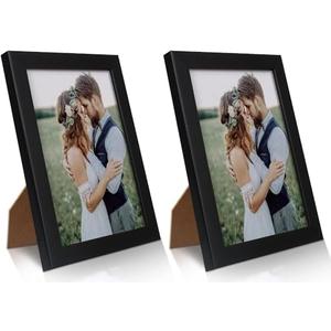 PECULA 2 Pack 5x7 Picture Frame, Black Picture Frame for Wall and Tabletop Display, Resistant Plastic Clear Plexiglass for Vertical or Horizontal Display