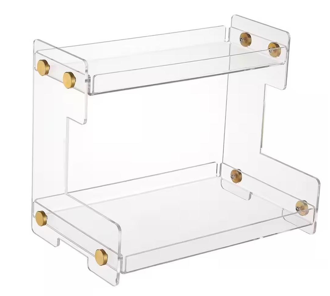 Bathroom Counter Organizer 2-Tier Acrylic Vanity Countertop Perfume Cabinet Makeup Storage Modern Holder Transparent