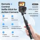 Remote Control Selfie Stick Rechargeable Waterproof 100CM Stretchable Compatible with Insta360/Gopro Action Camera and iOS Android Smartphone (Three-Prong)