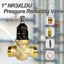 1-NR3XLDU 1" NR3XL Pressure Reducing Valve, Adjustable Water Pressure Regulator for Home with Stainless Steel Strainer Screen for Commercial (1 Inch)