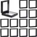 Framendino, 20 Pack Black 3D Floating Frame Display Case Challenge Coin 2.8x2.8x0.8 Holder Stands Jewelry Storage Box for AA Medallion Shells Gems