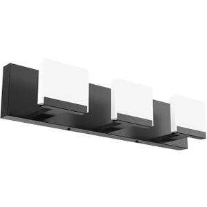 Ralbay LED Modern Black Vanity Light 3 Light Acrylic Matte Black Bathroom Vanity Wall Light Modern Black Bathroom Vanity Lighting Fixtures