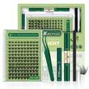 KEYYOU Natural Lash Clusters Kit 144Pcs DIY Lash Extension Kit Wispy Eyelash Extensions Kit D Curl 8-18MIX with Bond and Seal and tweezers with Thin Lash Band(KIT-N03-D-8-18MIX)