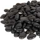 GASPRO 15lb Black River Rocks for Landscaping Outdoor, Polished Black Pebbles for Planters - 1 to 2 Inch, Large Decorative Stones for Garden Decor