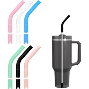 6Pcs Silicone Straw Tips, Reusable Rubber Straw Tips for Metal Straws and Other 0.31Inch (8MM Outdiameter) Straws, Fit for Stanley Cup Tumbler (Multicolor 1)