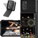 for Samsung Galaxy A03S Wallet Case with Card Holder Slot Flip Cover Hybrid Dual Layer Heavy Duty Shockproof Hidden ID Cash Credit Wallet Case for Samsung A03S, Moon Sun Garden