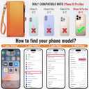 Defencase Compatible with iPhone 16 Pro Max Case Wallet with RFID Blocking Card Holder for Woman Men, PU Leather Magnetic Snap Flip Zipper Strap Phone Case for iPhone 16 Pro Max 6.9", Orange