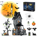 Halloween Haunted Mansion Building Set,Before Xmas Haunted House Building Blocks Set with Light, Glow-in-The-Dark Pumpkins and Skeleton Ghosts, Halloween Toys Gifts for Adults & Kids