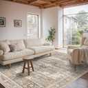 RUUGME Washable 6x9 Area Rug - Vintage Area Rugs with Non Slip Backing Stain Resistant Carpet for Bedroom Dining Room Indoor Soft Carpets Home Decor Decoration Mat for Bathroom 6x9 Beige