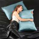 INFIIXSO Mulberry Silk Pillowcase for Hair and Skin, Silk Pillow Cases Standard Size with Hidden Zipper 20x26 Inches, Super Smooth and Soft Cooling Pillow Cases for Hot Sleepers(Haze Blue, 1 Pack)