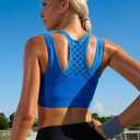 RUNNING GIRL Sports Bras for Women High Support,Seamless Ribbed Longline High Neck Sports Bra Racerback Padded Crop Top Yoga (M)