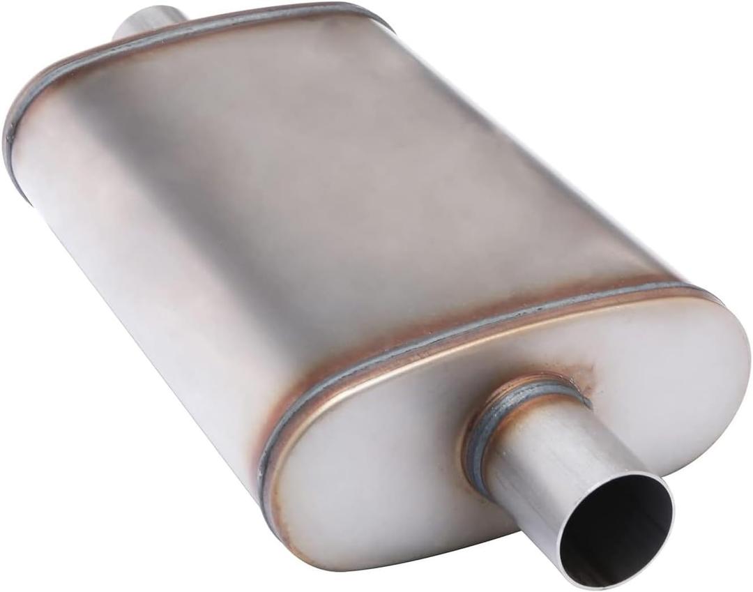 Universal 409 Stainless Muffler Straight-Through Performance Muffler Exhaust, center in | center out 