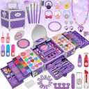 99 Pcs Kids Makeup Kit for Girls, Princess Toys Real Washable Cosmetics Set with Mirror, Hair Ties, Nails, Rings, Earrings, Necklace, Perfect for 3 4 5 6 7 8 Year Old Girls Birthday (White)