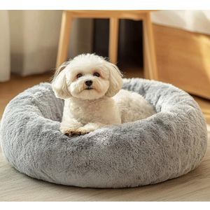JOLLYVOGUE Small Dog Bed, Calming Soft Anti-Anxiety Donut Cat Bed, Washable Round Fluffy Cushion for Small and Medium Pets (20")