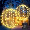 Flacchi Set of 2 Outdoor Hanging Ball Lights - 2 Sizes of Christmas Battery Operated Garden Lanterns Waterproof Globe Fairy Lights with 8 Lighting Modes Timer Memory Function (Warm White)
