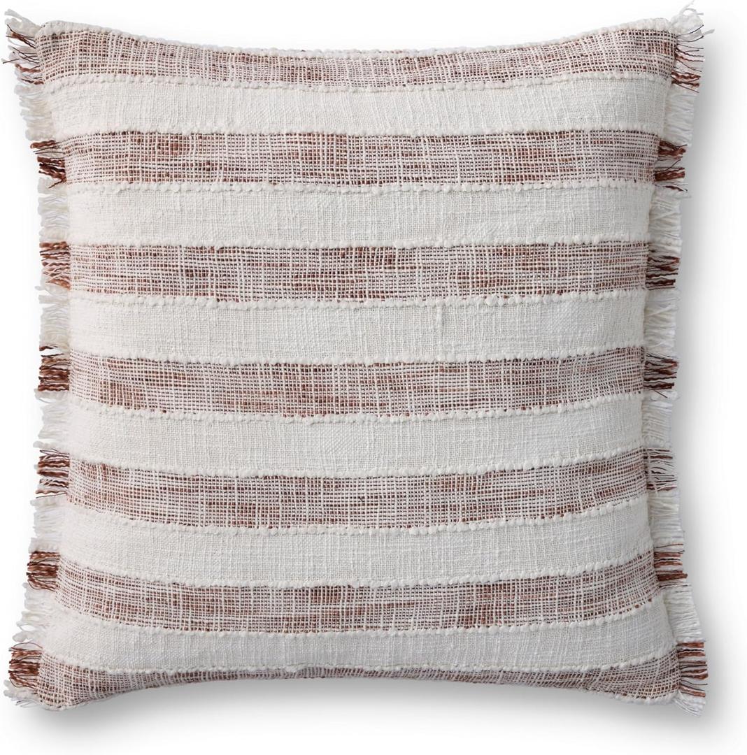 Loloi II Collection PLL0134 Rust/Ivory 22'' x 22'' Cover Only Pillow