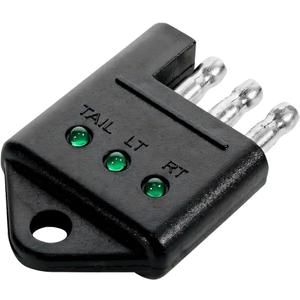4 Pin Trailer Plug Tester Connector, 4-Way Straight Trailer Light Wiring Tester with LED Indicators, Universal Car Accessories for Brake, Turn & Tail Lights Trouble Shooter (1PC)