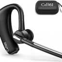 Callez Bluetooth Headset for iPhone Android Cell Phone, Bluetooth Earpiece V5.0 with CVC8.0 Dual Mic Noise Cancelling & Mute/Volume Buttons, Hands-Free Wireless Headset for Trucker Business Office (Black)
