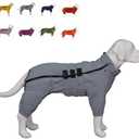 Lovelonglong Warm Dog Coat Double Layers Dog Vest, 4 Legs Covered Windproof Waterproof Reflective Warm Dog Vest Outdoor Skating Dog Costume for Small Medium Large Dogs Gray S