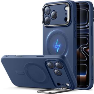 ESR Silicone Case for iPhone 17 Pro Max, Built-in Camera Stash Stand Compatible with MagSafe, Military-Grade Drop Protection Magnetic Phone Case for iPhone 17 Pro Max, Cloud Series, Navy Blue