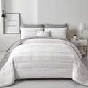 Boho Comforter Set King Size,7 Pieces Grey White Geometric Bohemian Bed in a Bag Comforter Complete Striped Bedding Set for All Season with Sheets, Pillowcases & Shams Soft Microfiber