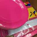 ADXCO 169 Pieces Hot Pink Party Supplies Include Paper Plates Cups Napkins Forks Knives Spoons Waterproof Tablecloth Complete Tableware for Party Decorations
